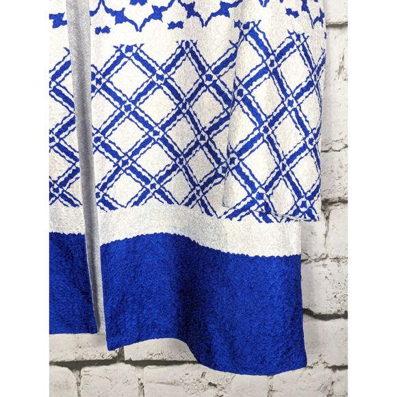 CHICO'S TRAVELERS Moroccan Crushed Open-Front Cardigan Jacket Artsy Boho 12/14 - Picture 4 of 10